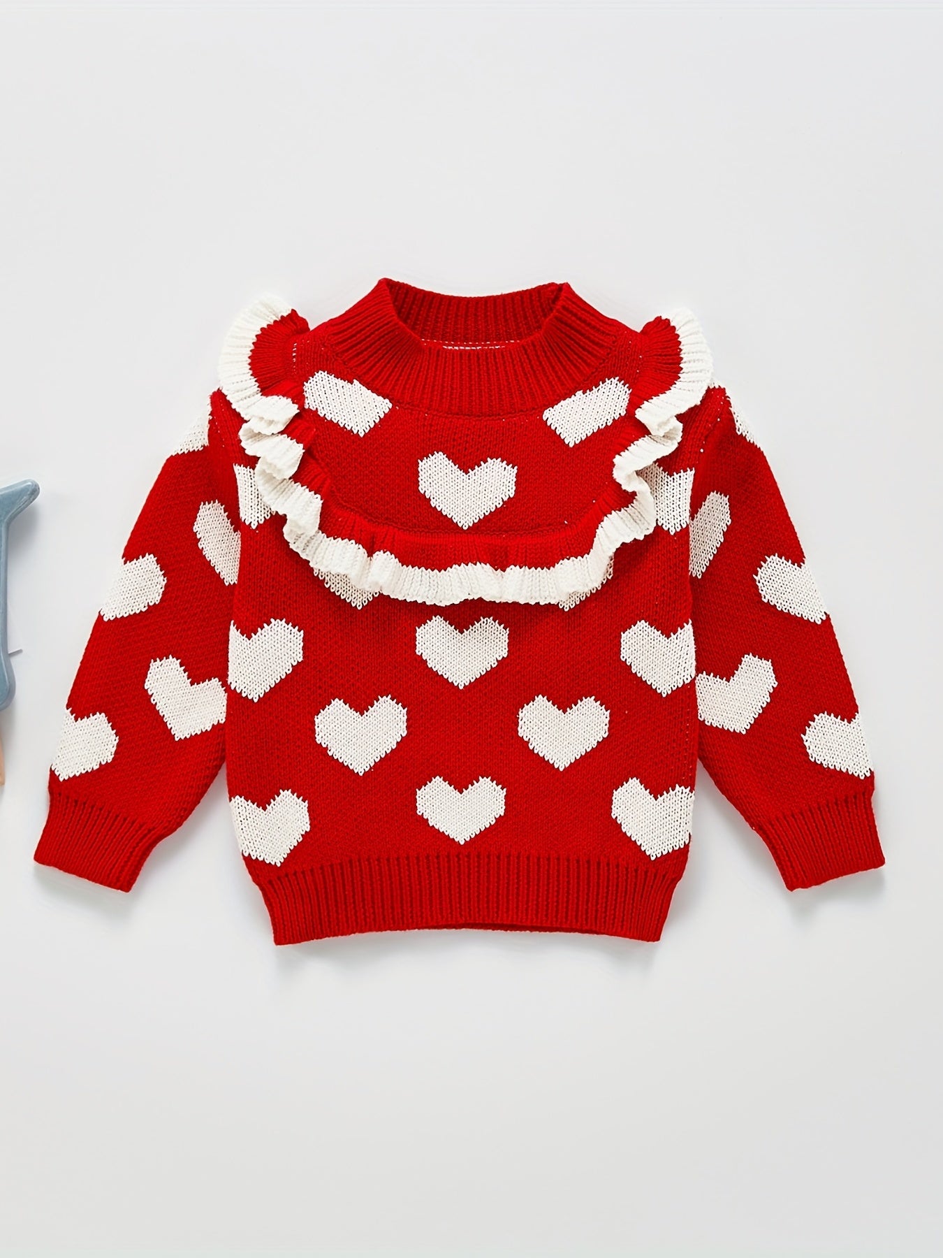 Baby Heart Graphic Knit Sweater Coat For Winter Fall Top