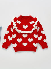 Baby Heart Graphic Knit Sweater Coat For Winter Fall Top