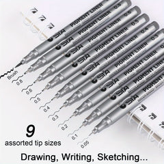 9pcs Micro Pen Fineliner Ink Pens for Sketching Manga Artist Illustration
