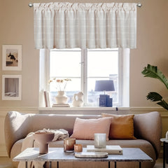 Boho Kitchen Curtains Linen Textured Modern Farmhouse Short Window Curtain