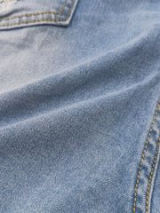 Sexy Denim Shorts Women's Plus Washed Ripped High Leg Cut