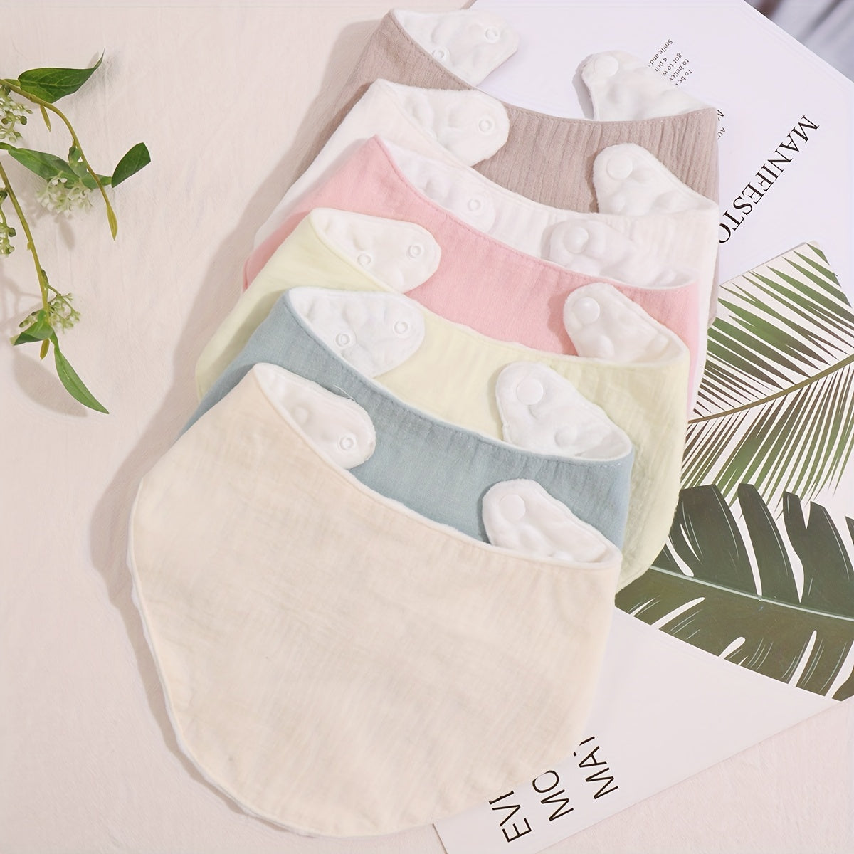 5pcs Baby Bibs Infant Fabric Bibs Triangle Scarf Feeding Burp Cloth