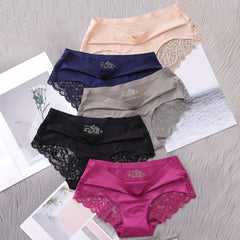 5pcs Lace Briefs Seamless Comfy Scallop Trim Panties