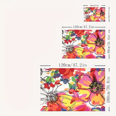 Watercolor Floral Pattern Area Rug Hand Washable Carpet