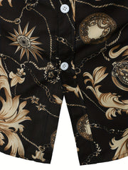 Baroque Style Print Men's Top Casual Short Sleeve Tee For Summer
