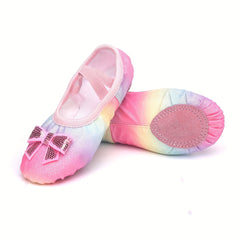 Rainbow Slip On Ballet Shoes For Girls Soft Sole Dancing Shoes