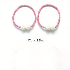 2pcs Faux Pearl Magnetic Buckle Curtain Holdback