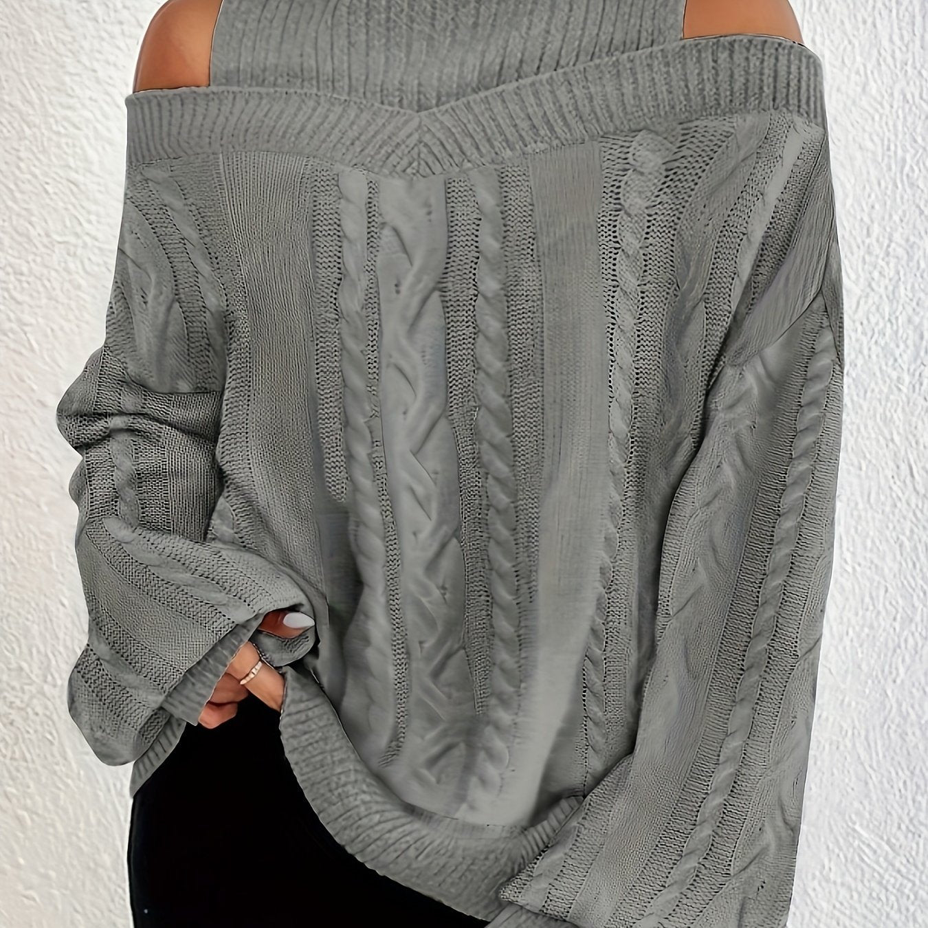 Sweater Women's Cable Cut Out Lantern Sleeve Jumper