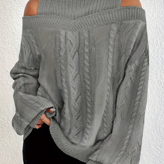Sweater Women's Cable Cut Out Lantern Sleeve Jumper