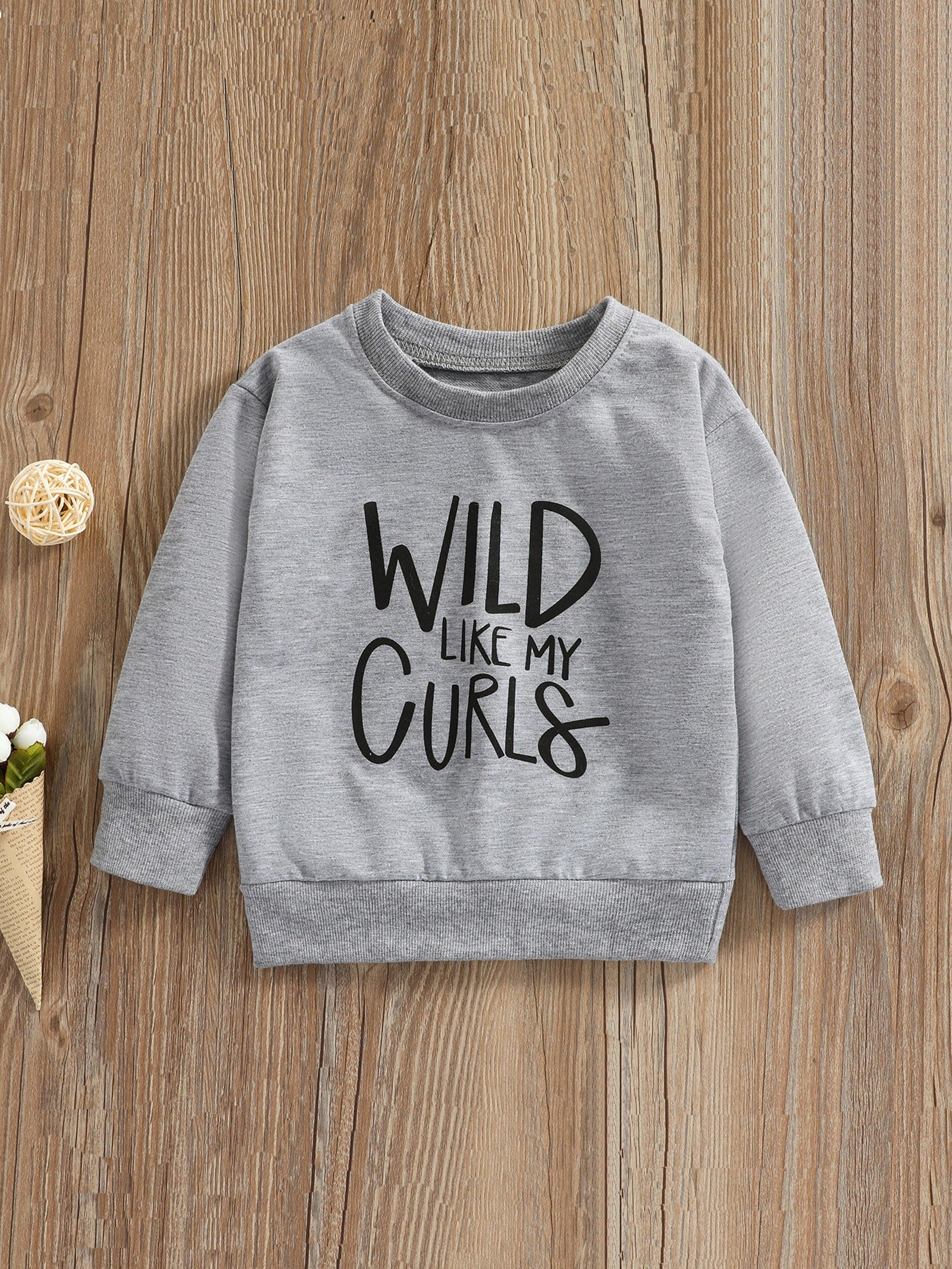 Toddler Girls Letter Print Sweatshirt, Long Sleeve