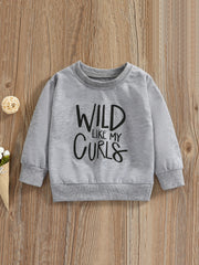 Toddler Girls Letter Print Sweatshirt, Long Sleeve