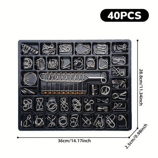 40 Golden Puzzle Rings Brain Teasing Toy Snake Puzzle IQ Test