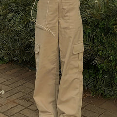 Y2K Women's Cargo Pants High Waist Straight Jeans Athleisure