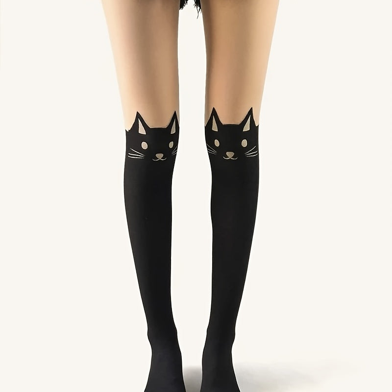 Cartoon Cat Over Knee Socks Women's Stockings