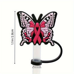 6pcs Ramadan Reusable Butterfly Straw Tip Covers Silicone Straw Stoppers