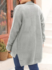 Casual Cardigan Women's Plus Solid Ribbed Batwing Sleeve