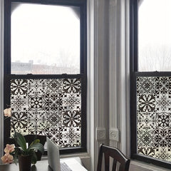 Retro Pattern Electrostatic Glass Window Film Decorative Window Sticker