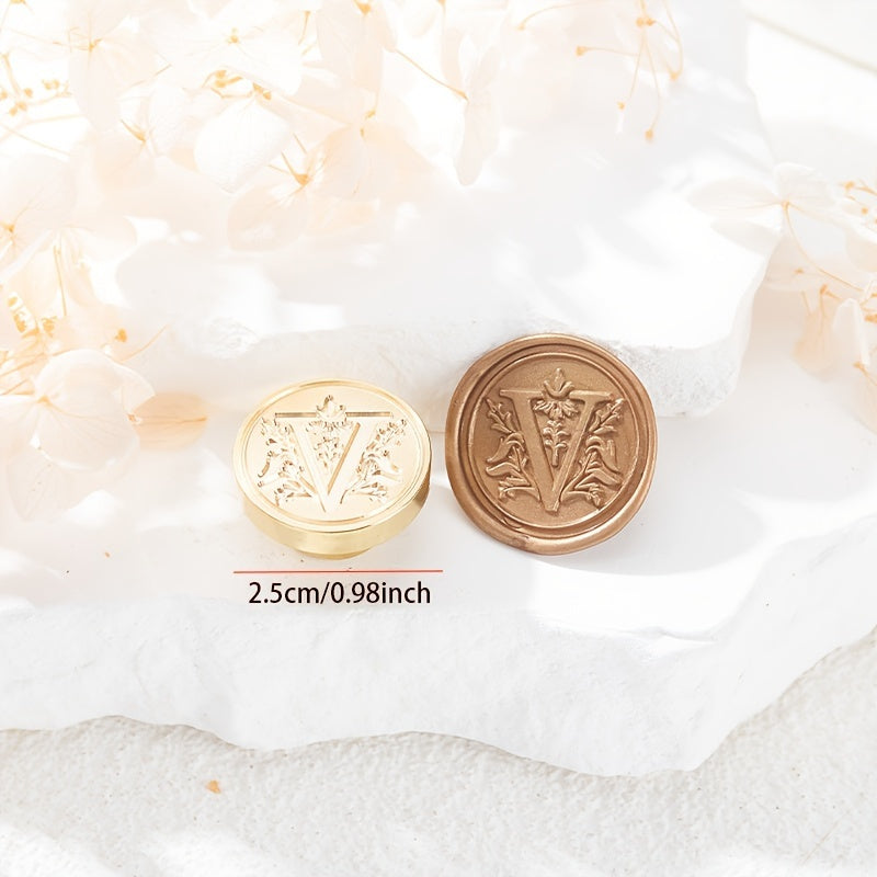 Brass Stamp 25mm Fancy Letter Pattern Striped Design