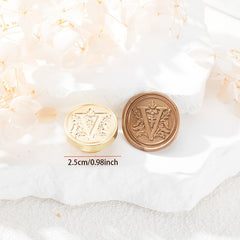 Brass Stamp 25mm Fancy Letter Pattern Striped Design