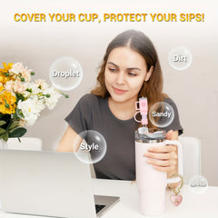 4pcs Straw Topper Initial Charm - Reusable Silicone Straw Cap, 1.02cm Straws