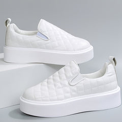 Women's Quilted Flat Loafers Slip-On Casual Shoes