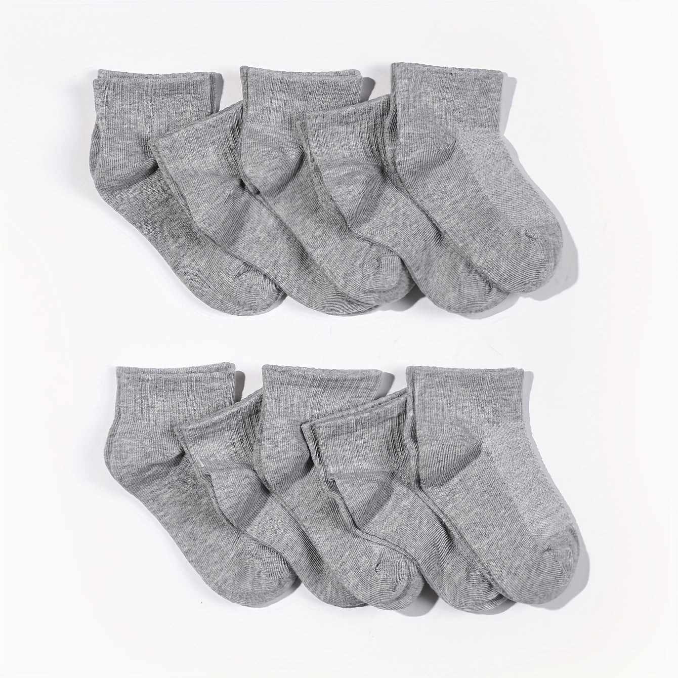 10 Pairs Unisex Gray Short Socks Low Cut Ankle Athletic for Boys and Girls