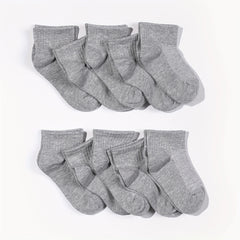 10 Pairs Unisex Gray Short Socks Low Cut Ankle Athletic for Boys and Girls