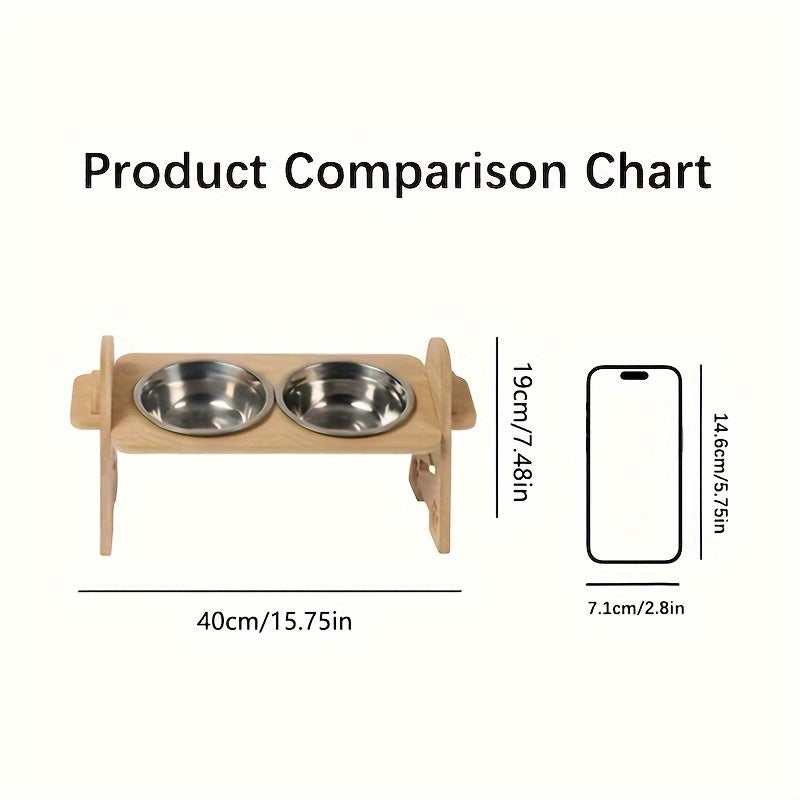 Elevated Pet Feeder Stand Stainless Steel Bowl for Dog & Cat Dining