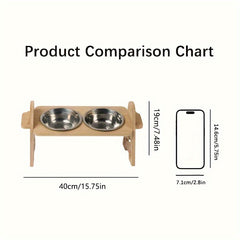 Elevated Pet Feeder Stand Stainless Steel Bowl for Dog & Cat Dining