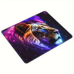 Lion Head Pattern Square Mouse Pad 20x24cm Rubber Border Slide Mouse Pad
