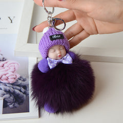 Faux Fur Fox Ball Doll Keychain Bag Accessory