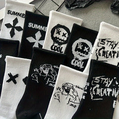 Men's Street Style Crew Socks Breathable Soft Casual Socks