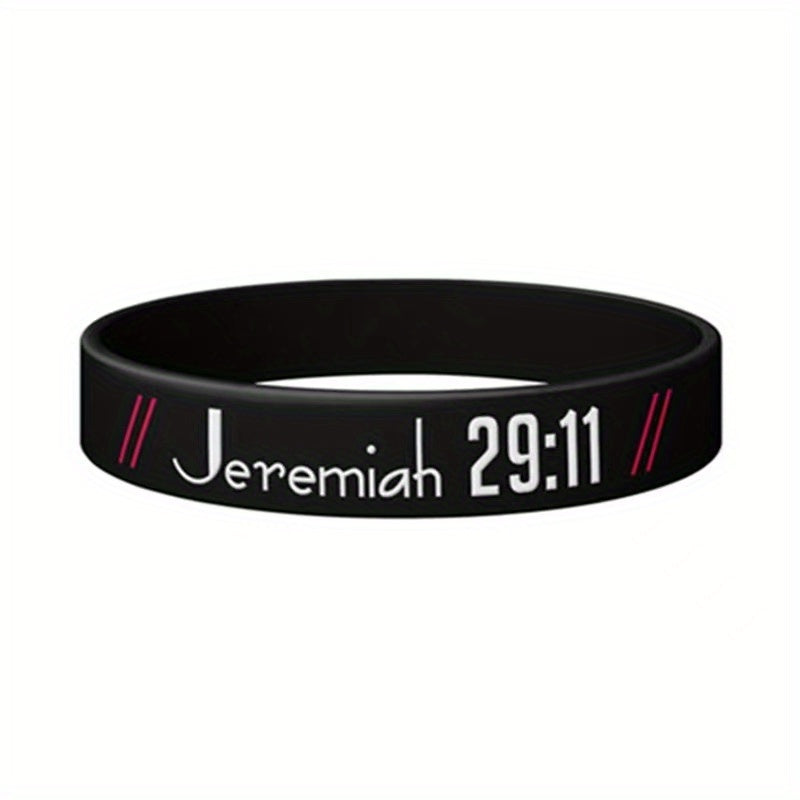 Inspirational Bible Bracelets Stretch Silicone Wristbands for Sports and Faith
