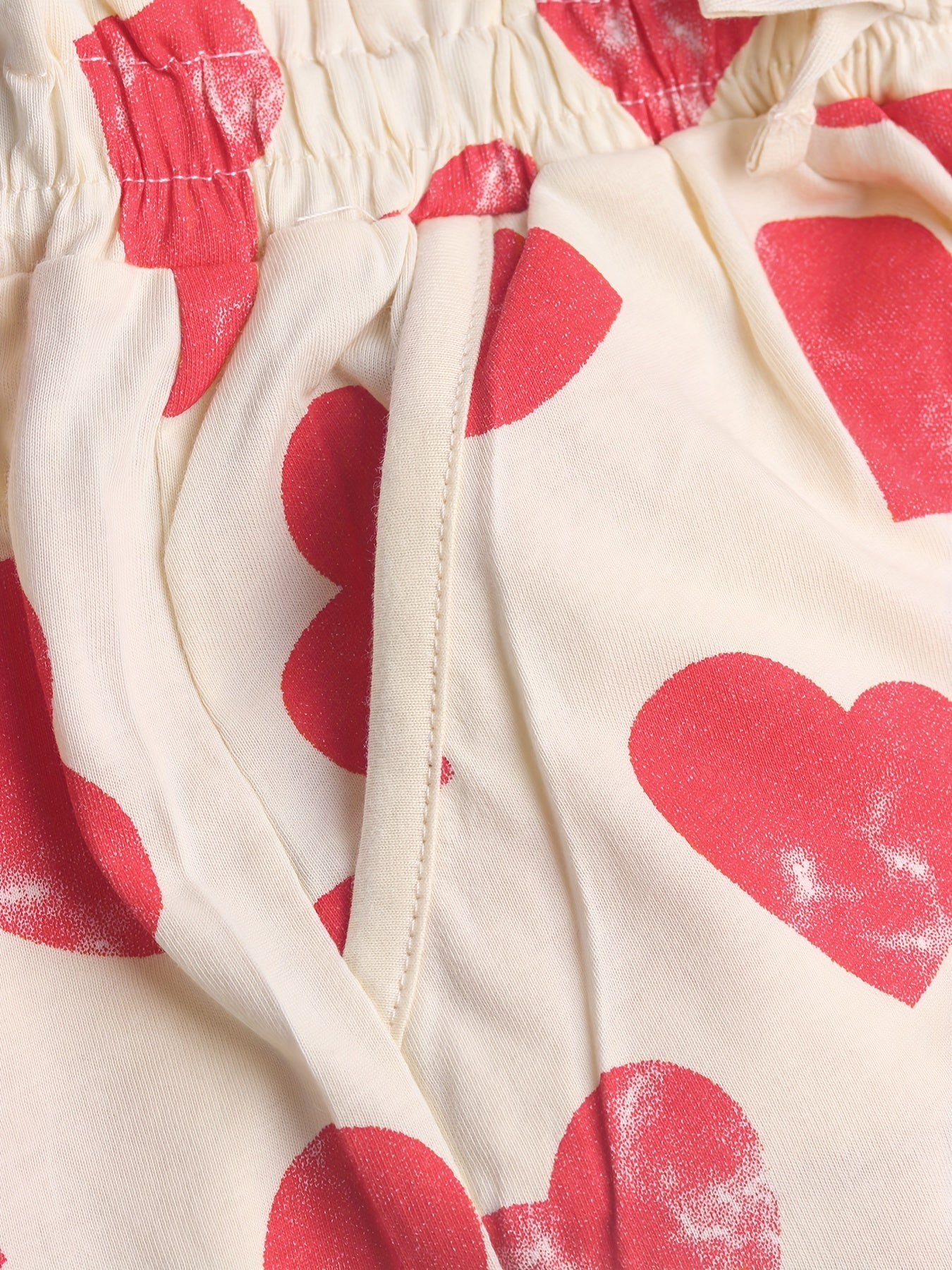 Girls Heart Print Paper Bag Waist Summer Shorts