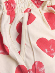 Girls Heart Print Paper Bag Waist Summer Shorts