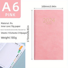 A6 Daily Planner Notebook with Leather Cover