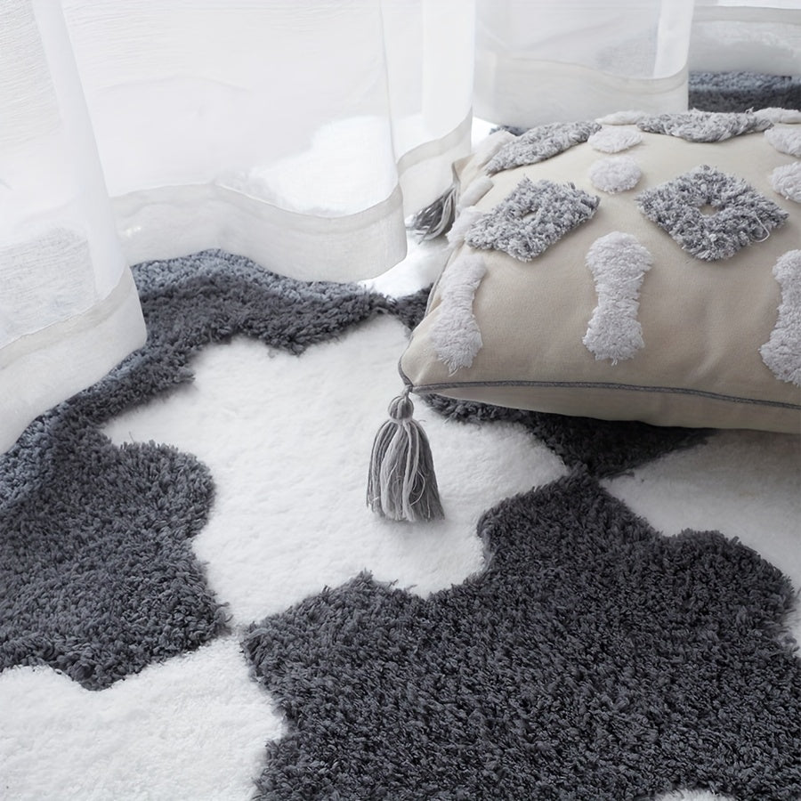 Thick Plush Shag Puzzle Floor Mat Cuttable Square Carpet Fluffy Area Rugs