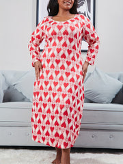 Heart Print Long Sleeve Tee Nightdress