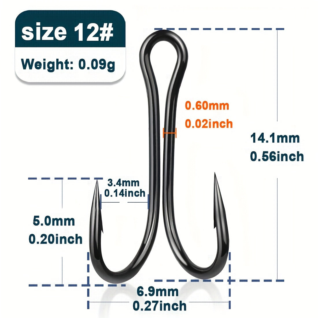 50pcs Double Hooks High Carbon Steel Barbed Worm Hook Fishing Replacement