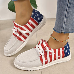 Women's Boat Shoes Star & Stripe Pattern Slip On/Lace Up