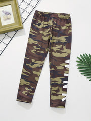 Girls High Waist Camo Leggings Underlayer Pants For Kids