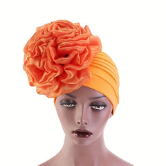 Big Flower Turban Cap Elastic Hijab Bonnet Head Wraps