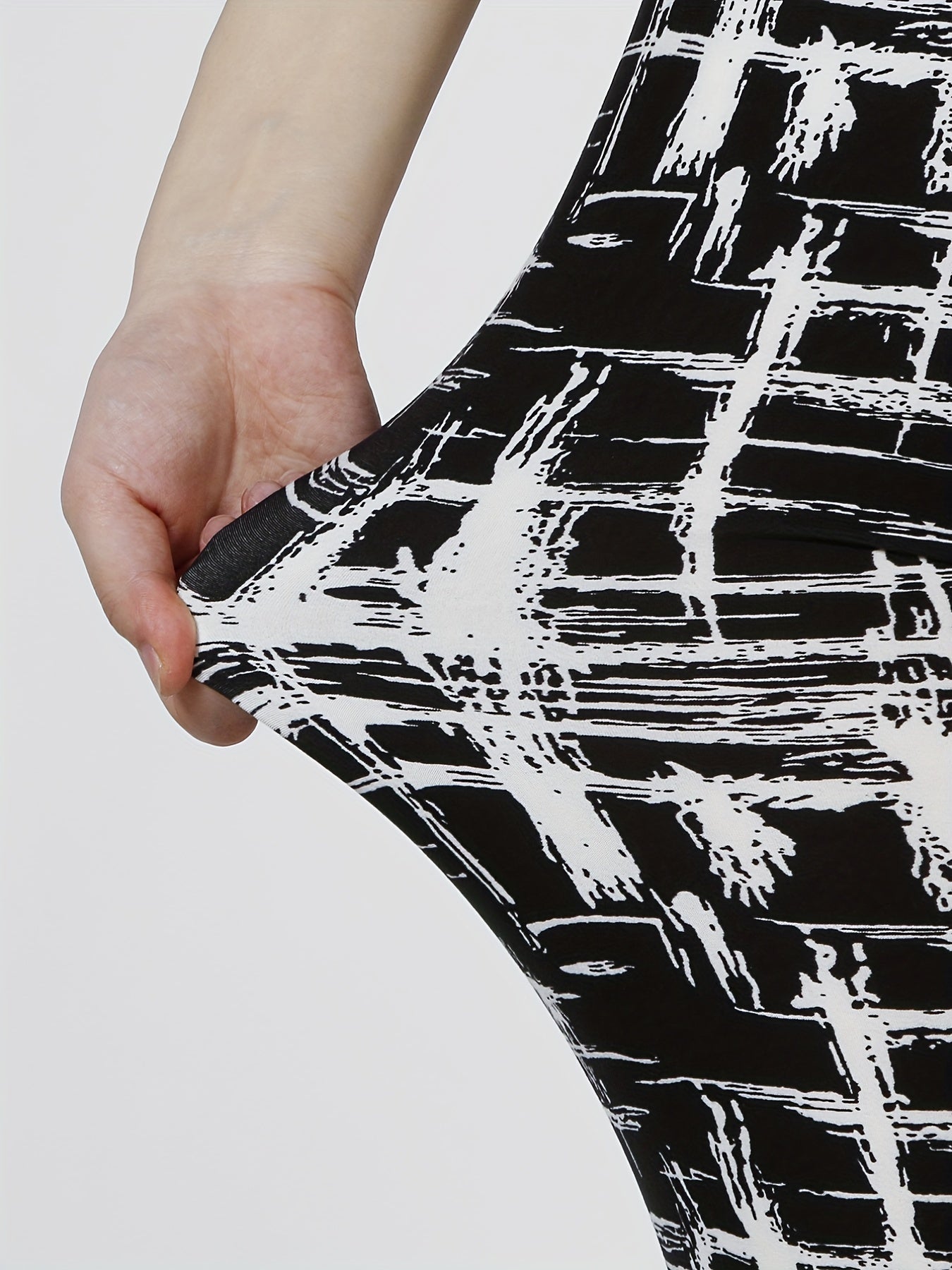 Plaid Print Skinny Leggings Casual Every Stretchy Leggings Women's Clothing