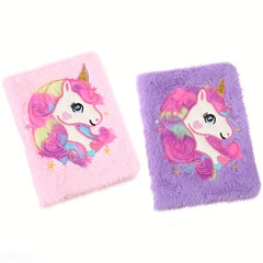 Unicorn Fluffy Notebook 160 Pages Writing Drawing Girls