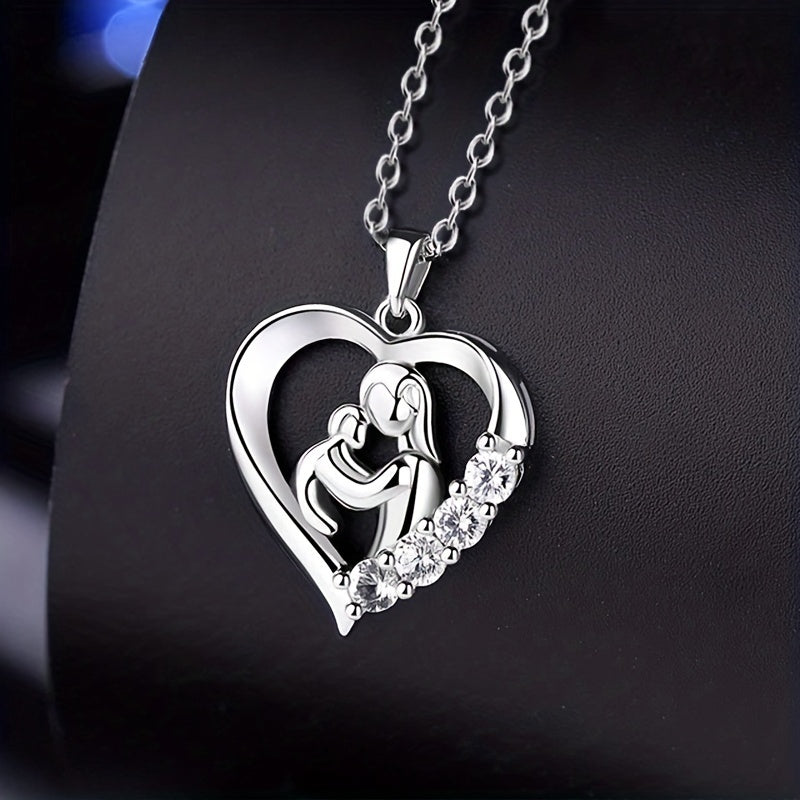 Mother Child Heart Pendant Necklace Casual Accessory Gift