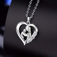 Mother Child Heart Pendant Necklace Casual Accessory Gift