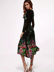 Floral Print Square Neck Midi Dress