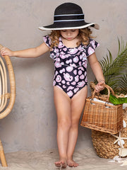 Leopard Print Tankini Ruffle Girls Swimsuit