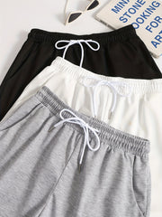 Sporty Elastic High Waist Shorts Women's Clothing
