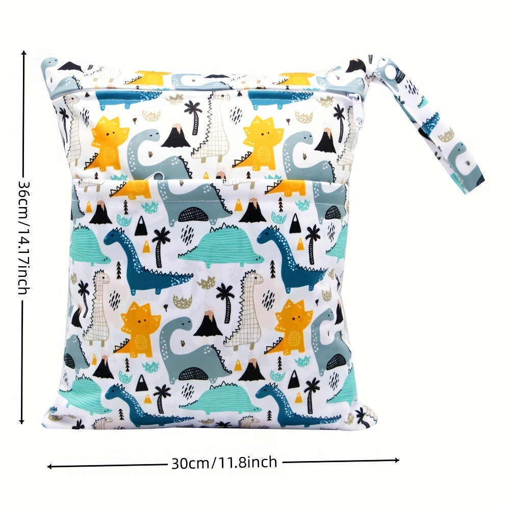 Cartoon Wet & Dry Bag Waterproof Reusable 2 Zippered Pockets & Handle